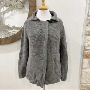NWT Alicia Adams Alpaca Swing Coat Cardigan Sweater Gray Large